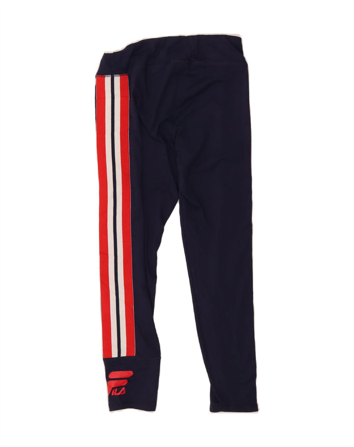 FILA Womens Leggings UK 12 Medium  Navy Blue Colourblock Vintage Fila and Second-Hand Fila from Messina Hembry 