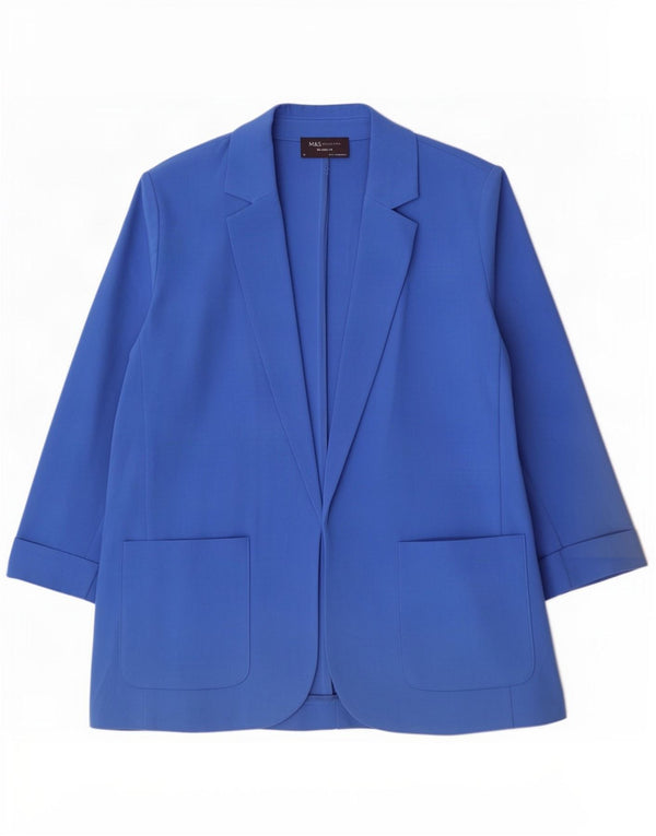 Marks & Spencer Womens 3/4 Sleeve Blazer Jacket UK 14 Large Blue