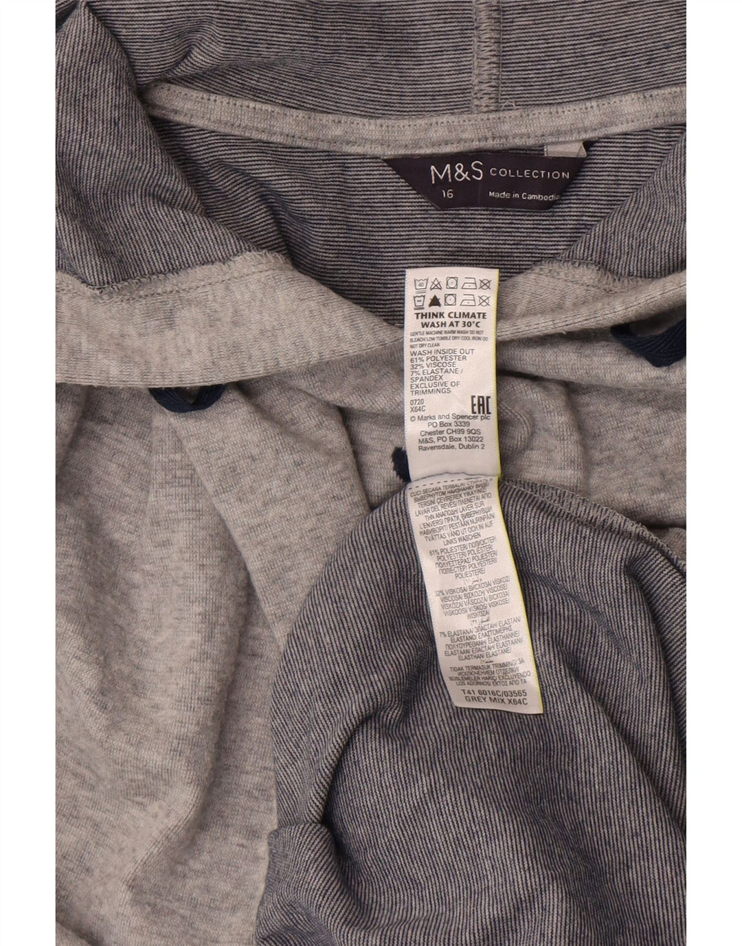Maglione con cappuccio oversize grafico da donna Marks & Spencer UK 16 grande grigio