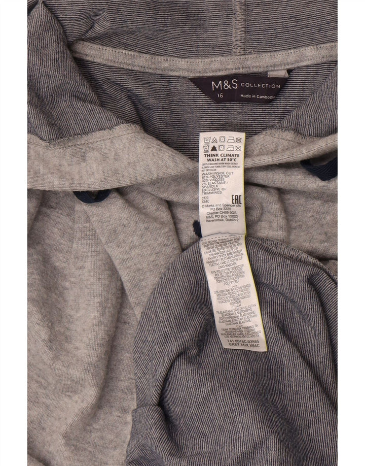 Maglione con cappuccio oversize grafico da donna Marks & Spencer UK 16 grande grigio