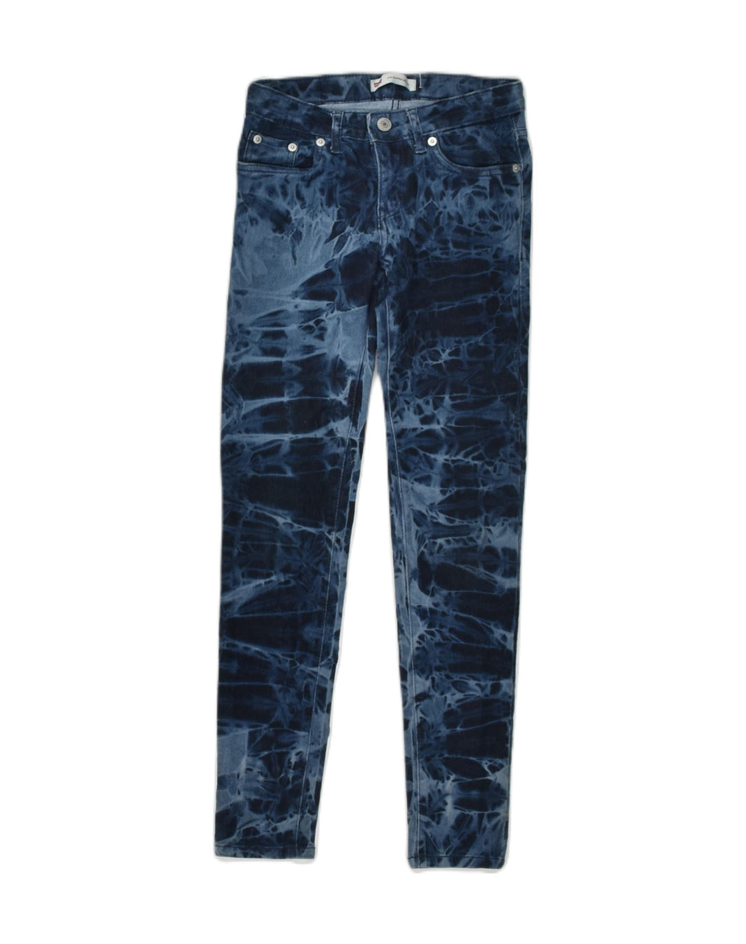 LEVI'S Girls Skinny Jeans 11-12 Years W24 L27  Navy Blue Tie Dye Cotton | Vintage Levi's | Thrift | Second-Hand Levi's | Used Clothing | Messina Hembry 