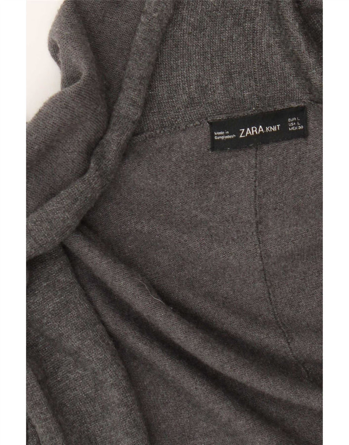 Zara Suéter Cardigan Aberto Feminino Reino Unido 14 Grande Cinza