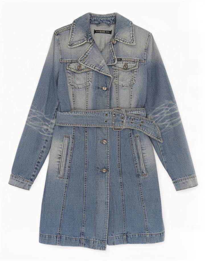 Gas Manteau en denim pour femme UK 10 Petit coton bleu