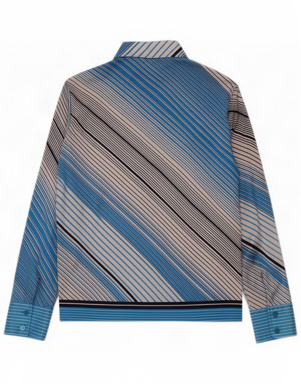 Camisa vintage para mujer IT 46 Poliéster a rayas azules grandes