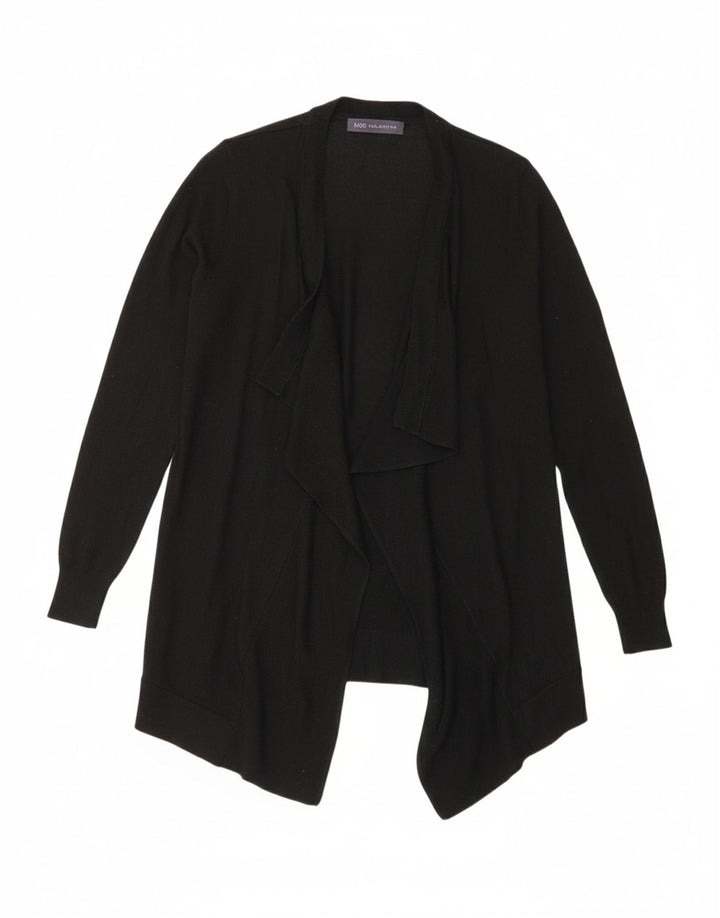 MARKS & SPENCER Womens Asymmetric Open Cardigan Sweater UK 10 Small Black
