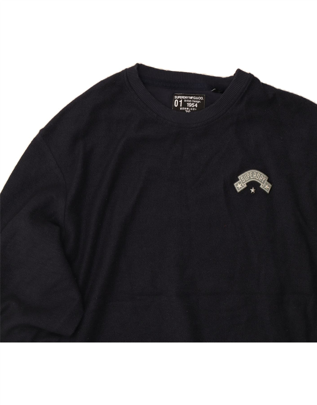 SUPERDRY Womens Oversized Sweatshirt Jumper UK 12 Medium Navy Blue Cotton Vintage Superdry and Second-Hand Superdry from Messina Hembry 
