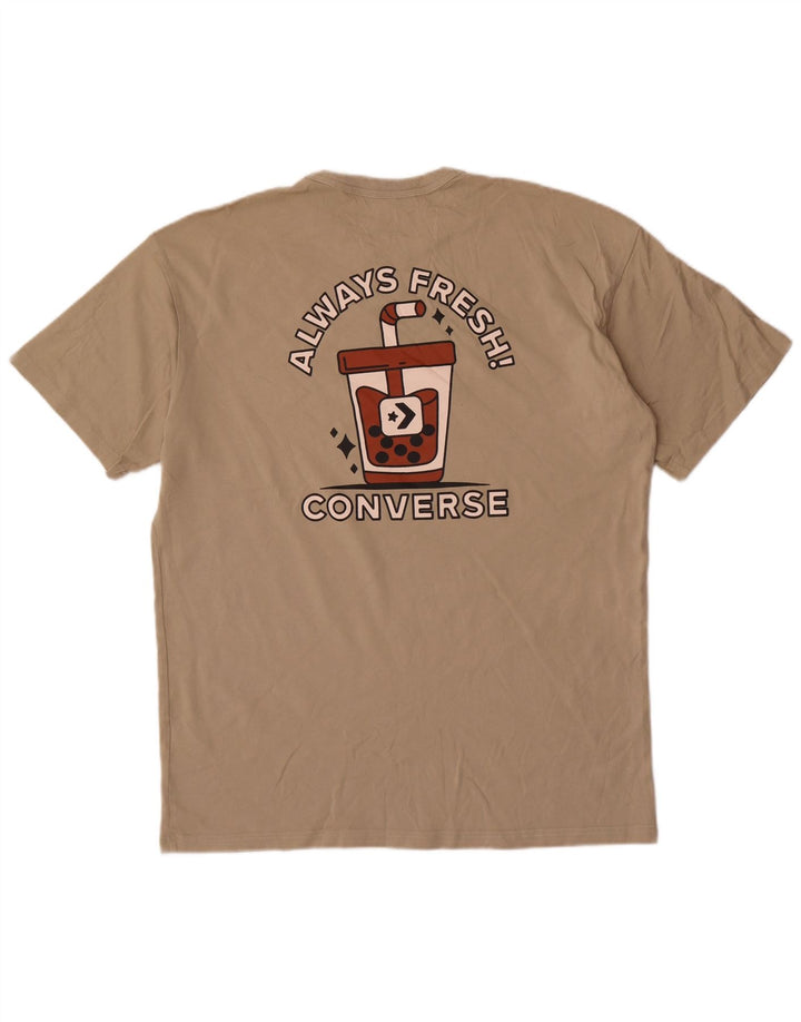Converse Mens Graphic T-Shirt Top Large Beige Cotton