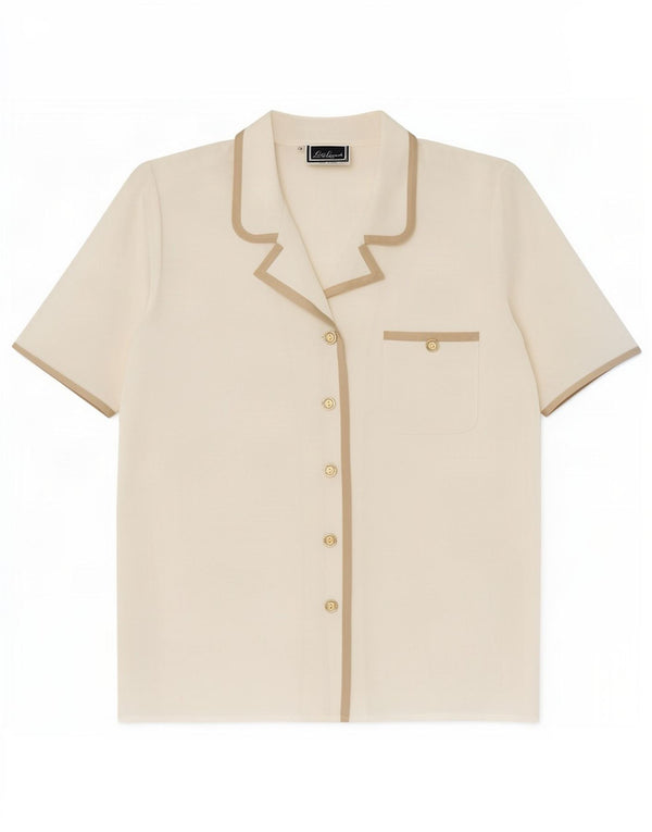 Luisa Spagnoli Blusa de manga corta para mujer IT 46 Large Poliéster blanco