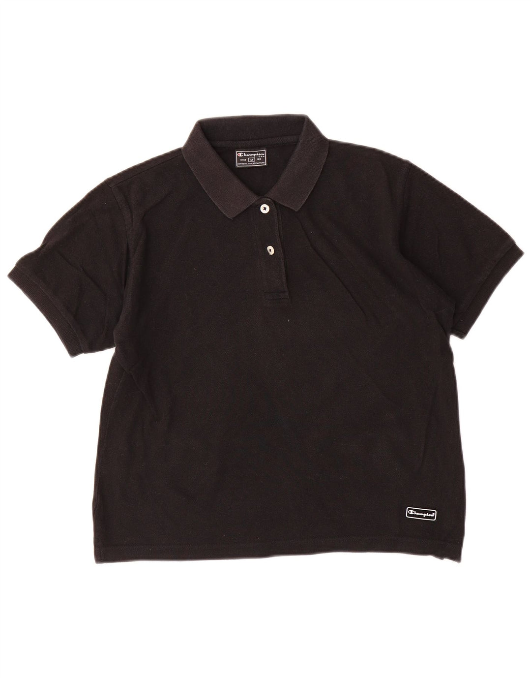 Champion Womens Polo Shirt UK 12 Medium Black Cotton