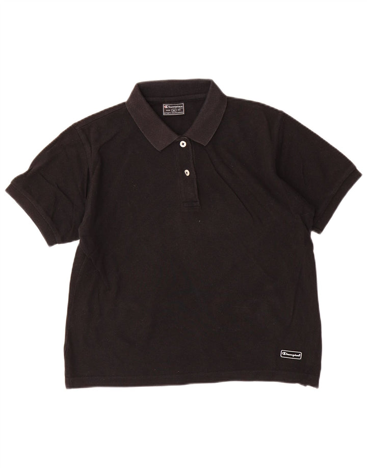Champion Womens Polo Shirt UK 12 Medium Black Cotton