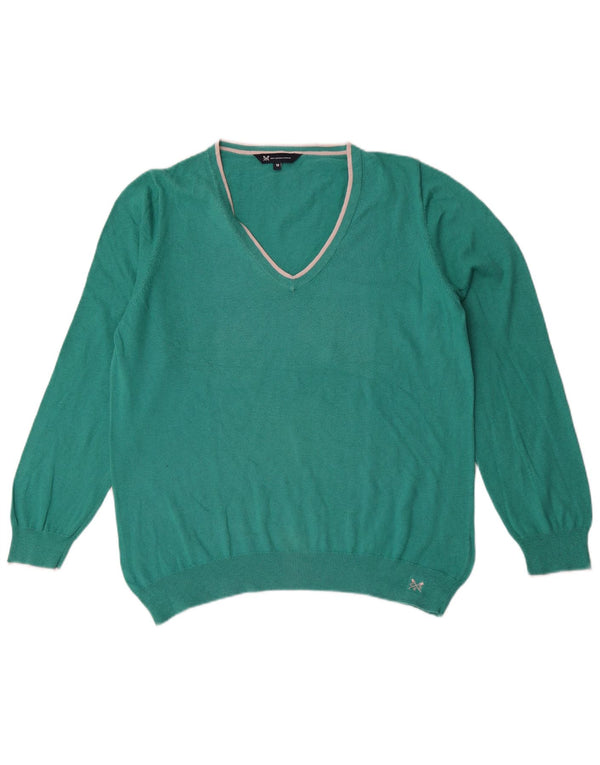 Crew Clothing Женский джемпер с v-образным вырезом, Великобритания, 18 XL, зеленый хлопок