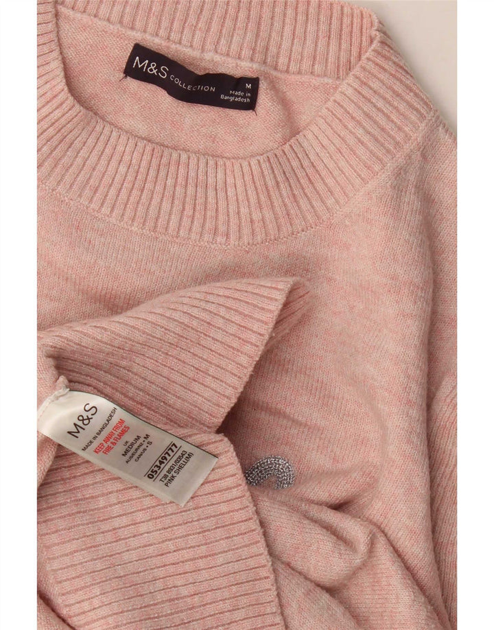 Marks & Spencer Womens Graphic Crew Neck Jumper Sweater UK 14 Medium Pink