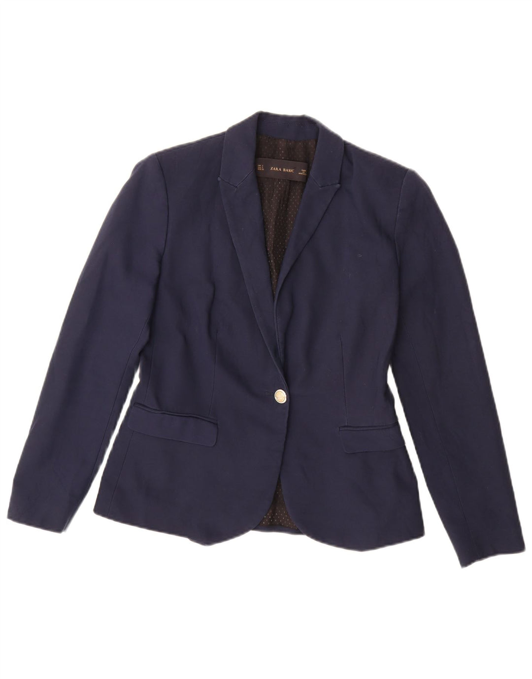 Zara Damen 1-Knopf-Blazerjacke UK 10 Small Marineblau