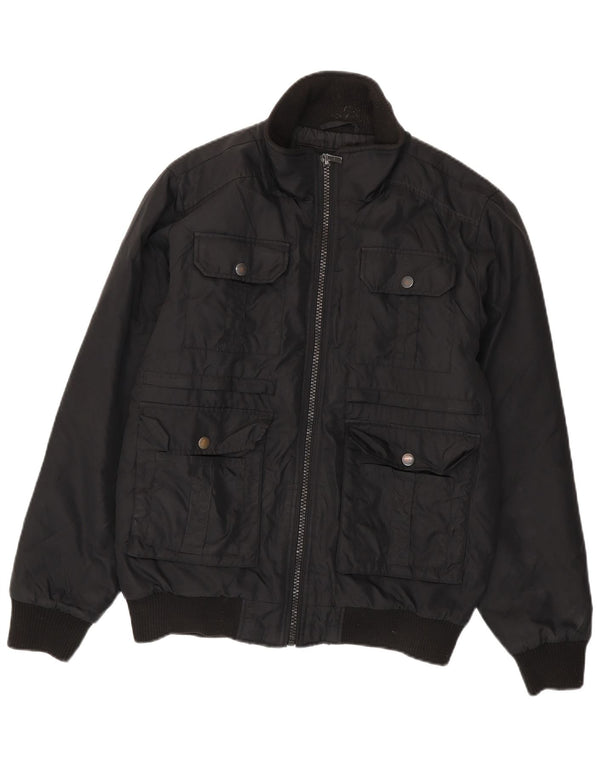 Jack & Jones Mens Bomber Jacket UK 38 Medium Black Polyester