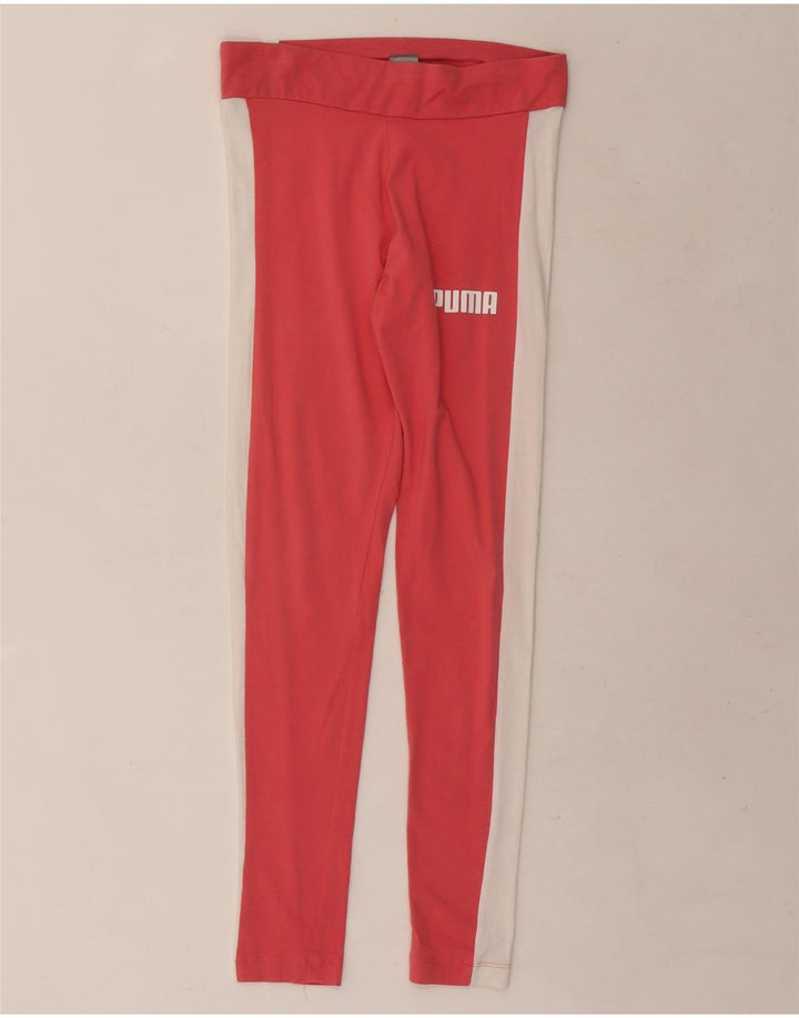 Puma Womens Leggings UK 16 Large  Pink Colourblock