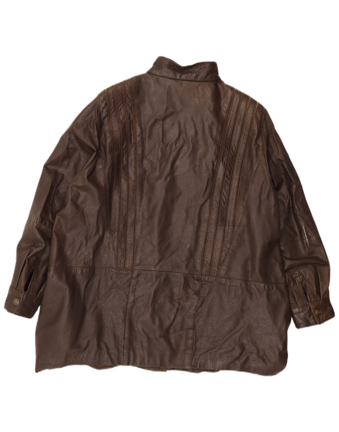 veste en cuir femme vintage UK 22 3XL Marron