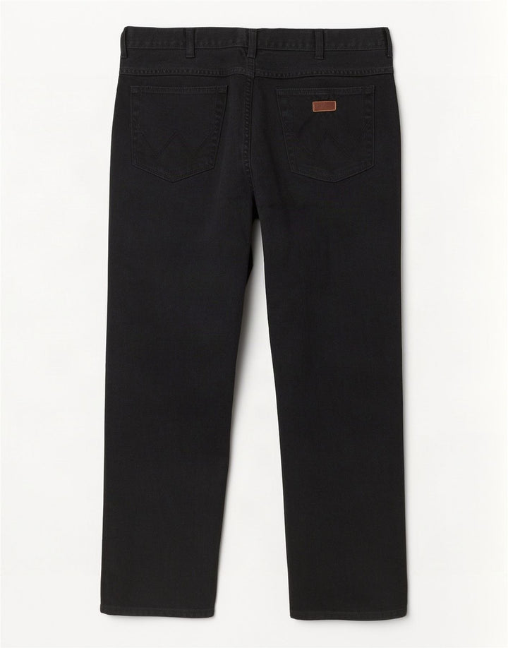 Wrangler Mens Regular Fit Straight Jeans W40 L32 Black Cotton