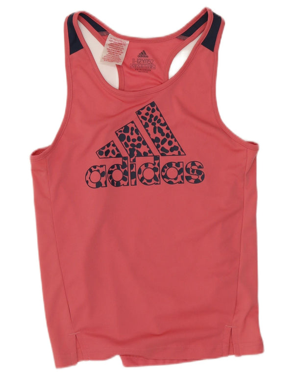 Adidas Pige Ærmeløs Grafisk Vest Top 11-12 År Pink Polyester Sports