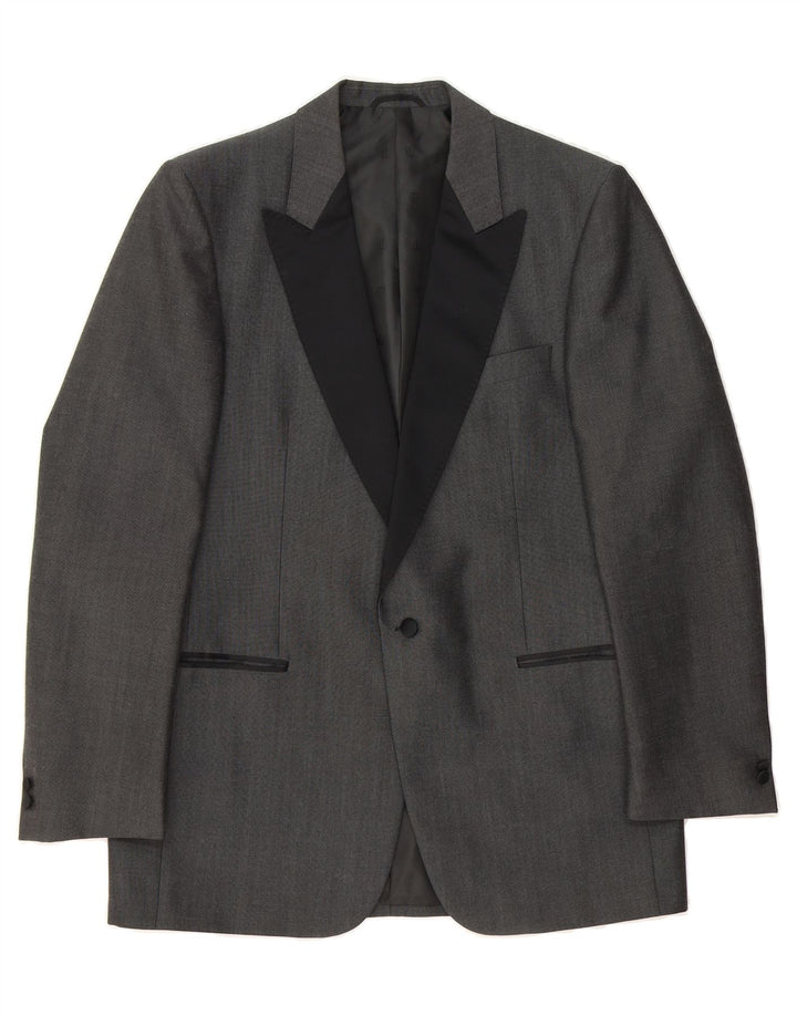 WILVORST Mens 1 Button Blazer Jacket UK 40 Large Grey Virgin Wool Vintage Wilvorst and Second-Hand Wilvorst from Messina Hembry 