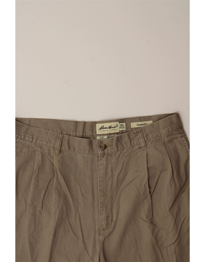 EDDIE BAUER Mens Classic Fit Pegged Chino Trousers W35 L32 Beige Cotton Vintage Eddie Bauer and Second-Hand Eddie Bauer from Messina Hembry 