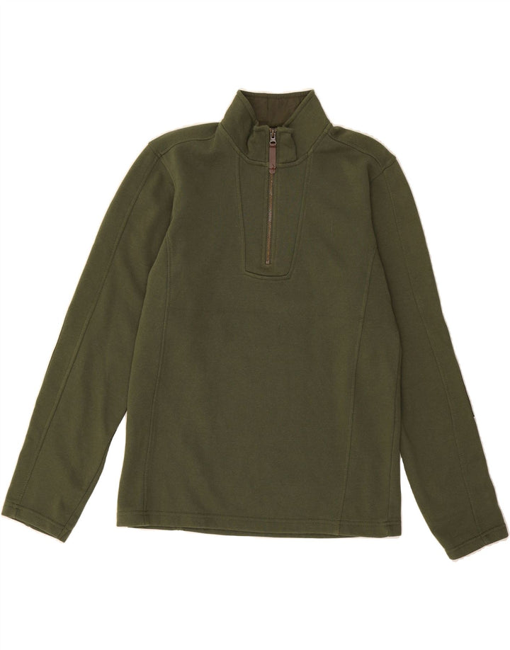 MOUNTAIN WAREHOUSE Mens Zip Neck Sweatshirt Jumper XS Khaki Cotton Vintage Mountain Warehouse and Second-Hand Mountain Warehouse from Messina Hembry 