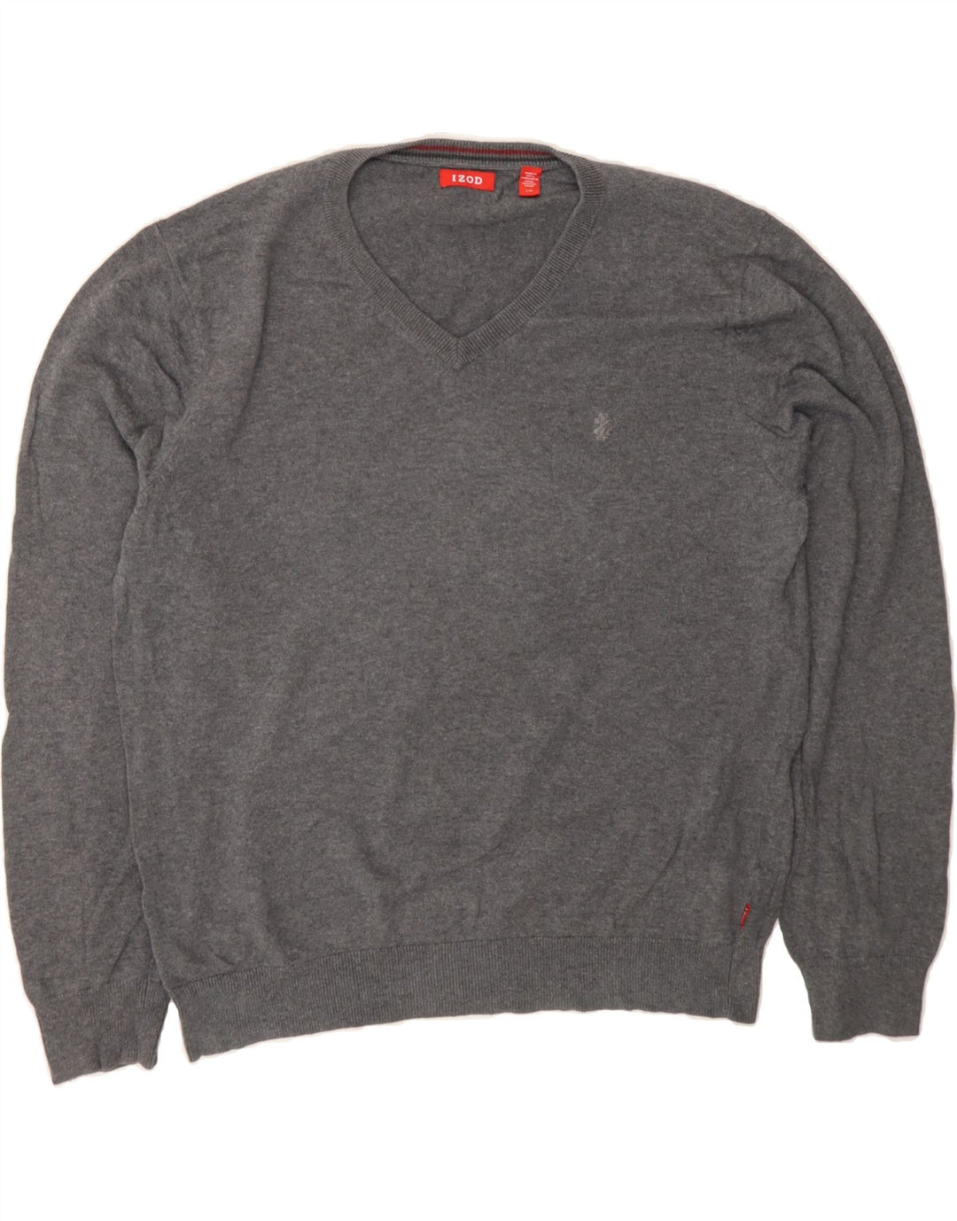 IZOD Mens V-Neck Jumper Sweater Large Grey Cotton Vintage Izod and Second-Hand Izod from Messina Hembry 