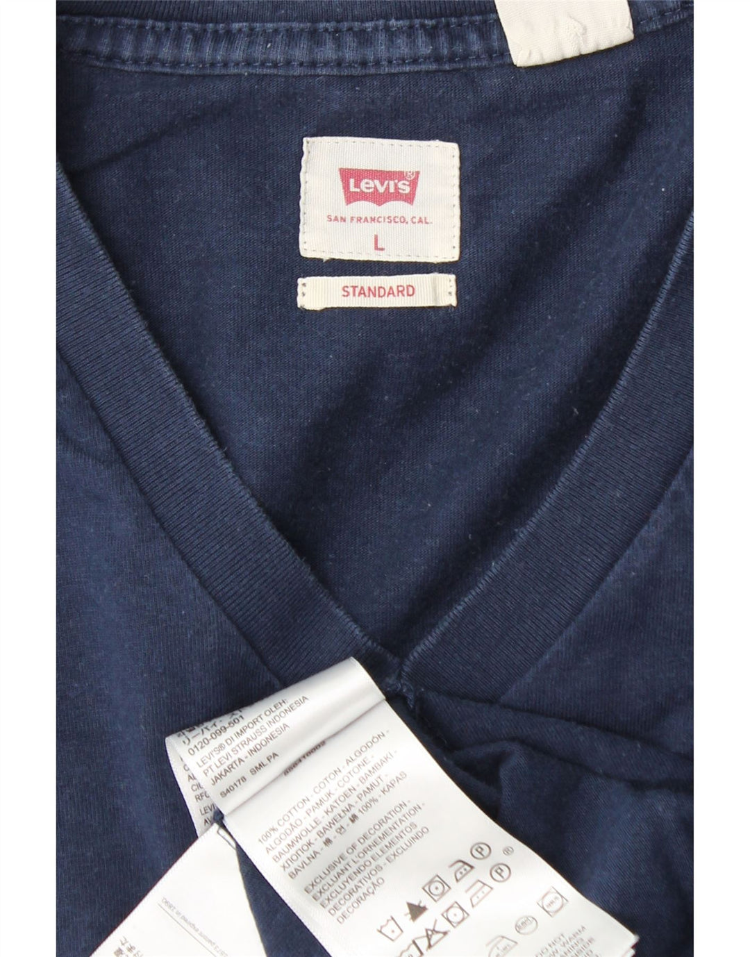 LEVI'S Mens Standard T-Shirt Top Large Navy Blue Cotton
