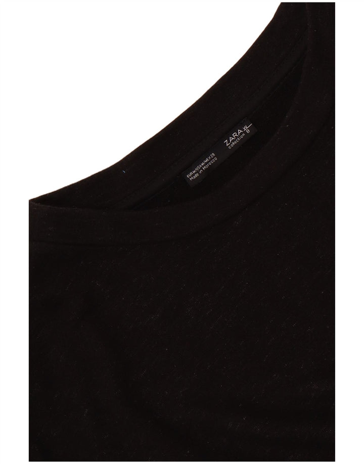 Zara Womens Top Long Sleeve UK 14 Medium Black Flecked