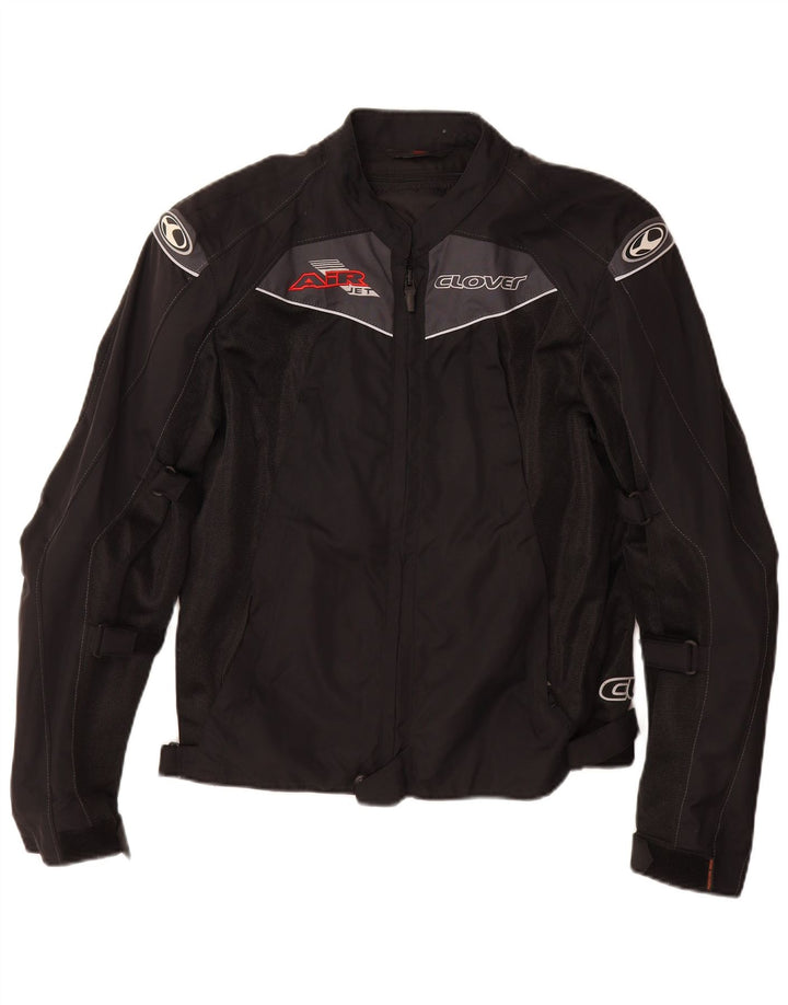 Clover Womens Graphic Racer Jacket UK 14 Medium Black Colourblock Polyamid