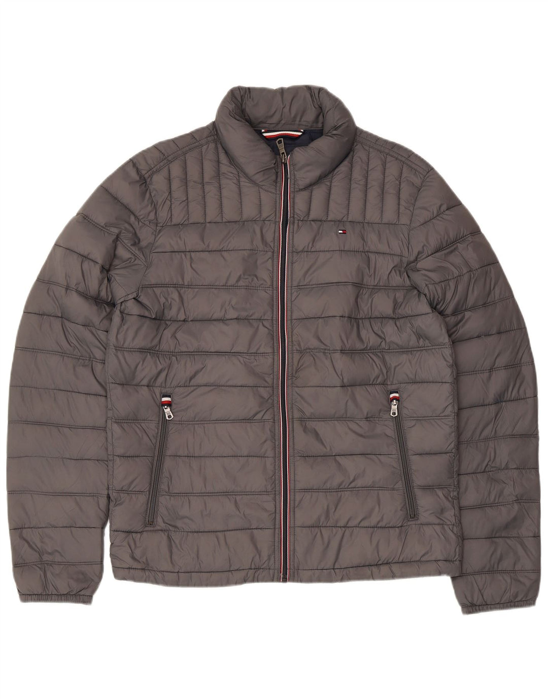 TOMMY HILFIGER Mens Padded Jacket UK 36 Small Grey Nylon
