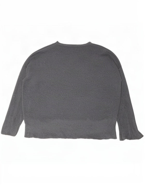 Zara Suéter feminino oversized com gola redonda Reino Unido 10 pequeno cinza