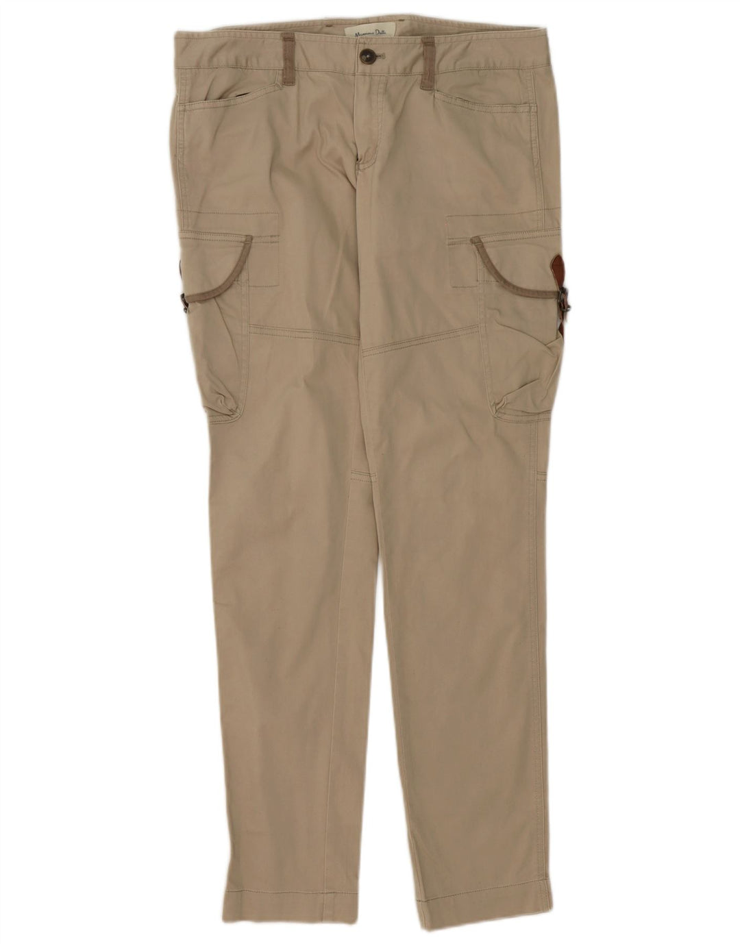 Massimo Dutti Womens Slim Cargo Trousers W30 L32 Beige Cotton