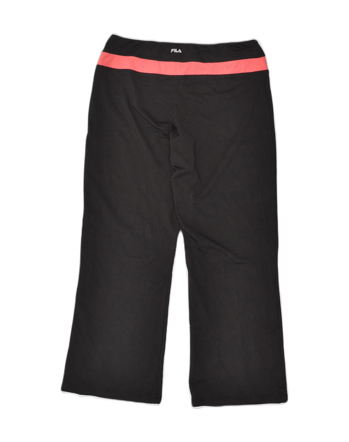 FILA Womens Capri Tracksuit Trousers UK 14 Large Black Polyester | Vintage Fila | Thrift | Second-Hand Fila | Used Clothing | Messina Hembry 