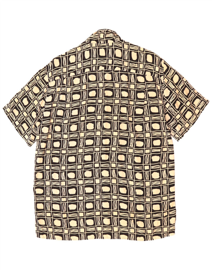 Vintage Mens Short Sleeve Shirt Large Black Geometric