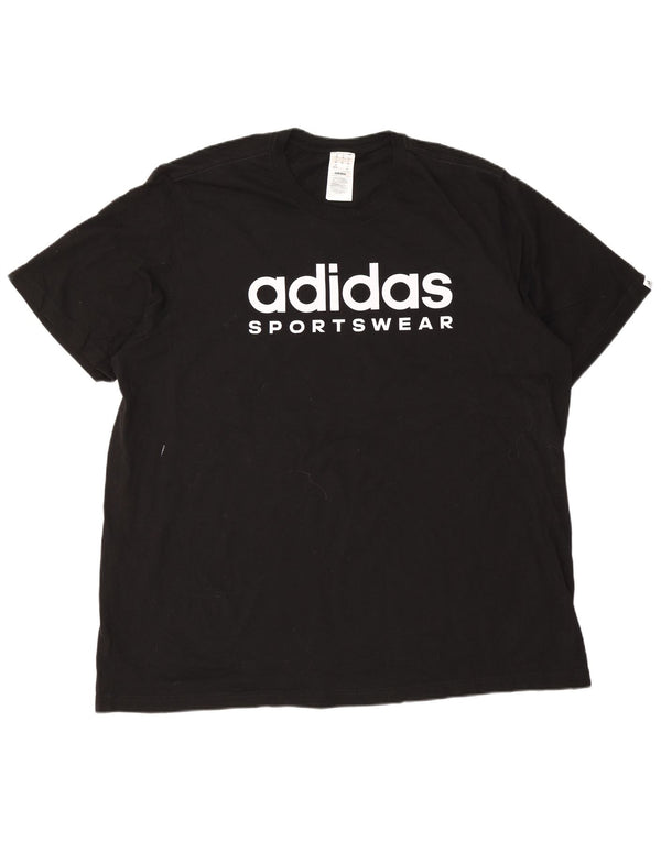 Adidas Mens Graphic T-Shirt Top 2XL Black Cotton