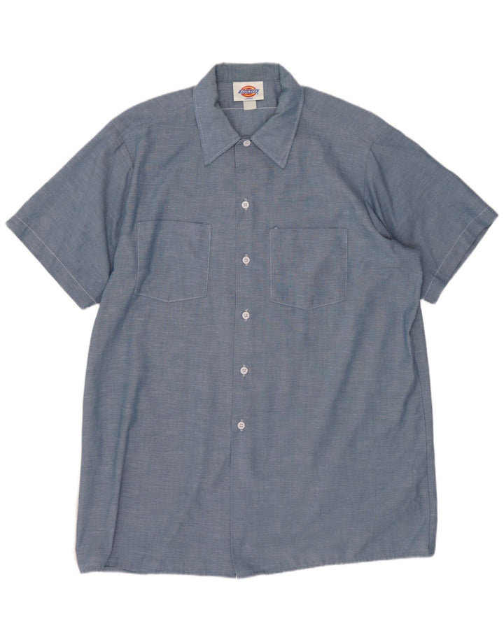 DICKIES Mens Short Sleeve Shirt Large Blue Cotton