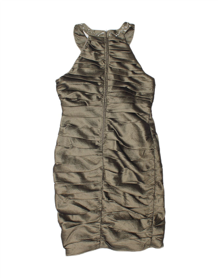 R&M RICHARDS Womens Halter Dress UK 14 Medium Khaki Polyester