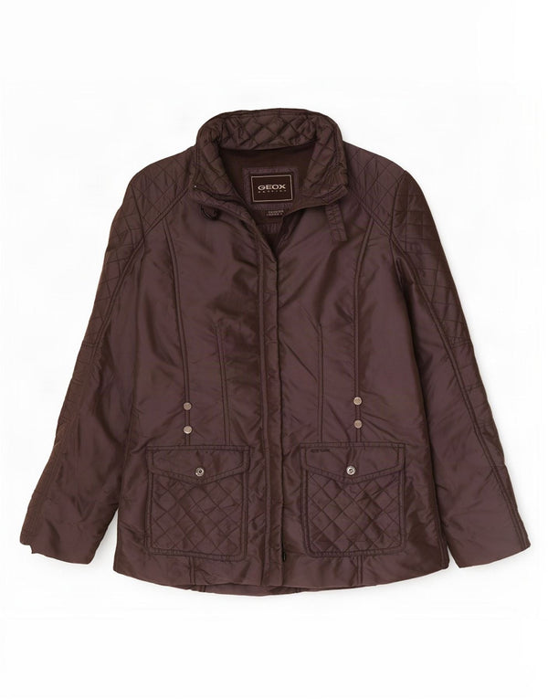 Geox Womens Respira Oversized καπιτονέ μπουφάν UK 10 Small Brown Polyamide