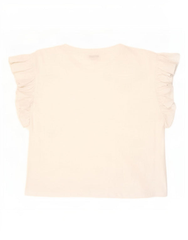 Zara Womens T-Shirt Top UK 16 Grand Blanc Coton