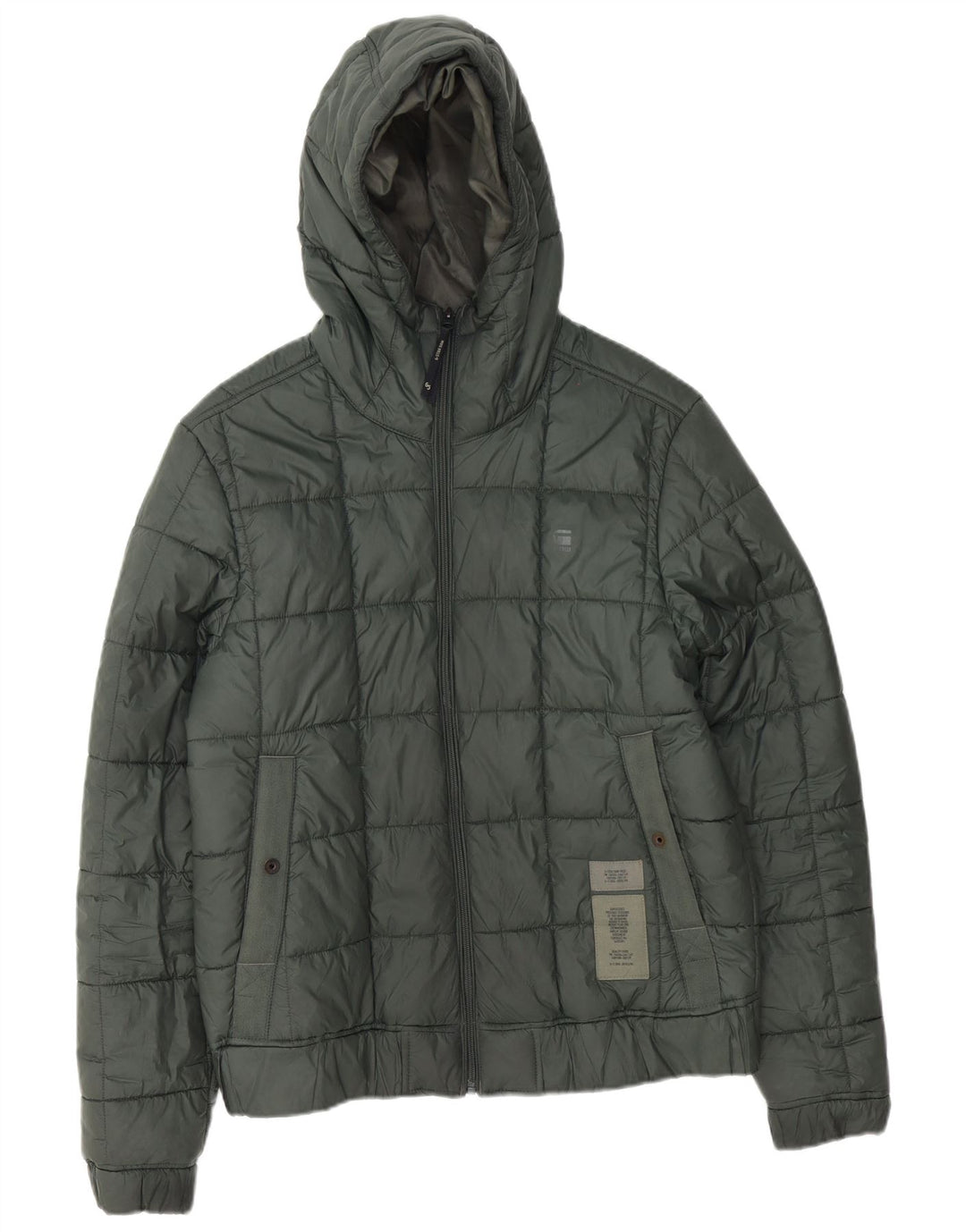 G-Star Mens Hooded Padded Jacket UK 38 Medium Green Polyester