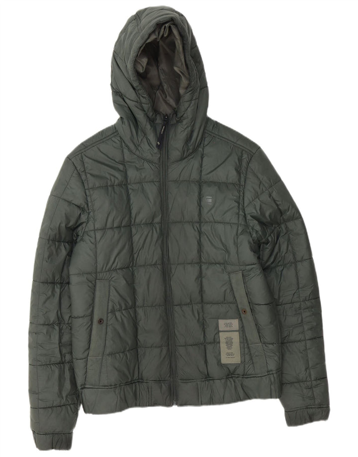 G-Star Mens Hooded Padded Jacket UK 38 Medium Green Polyester