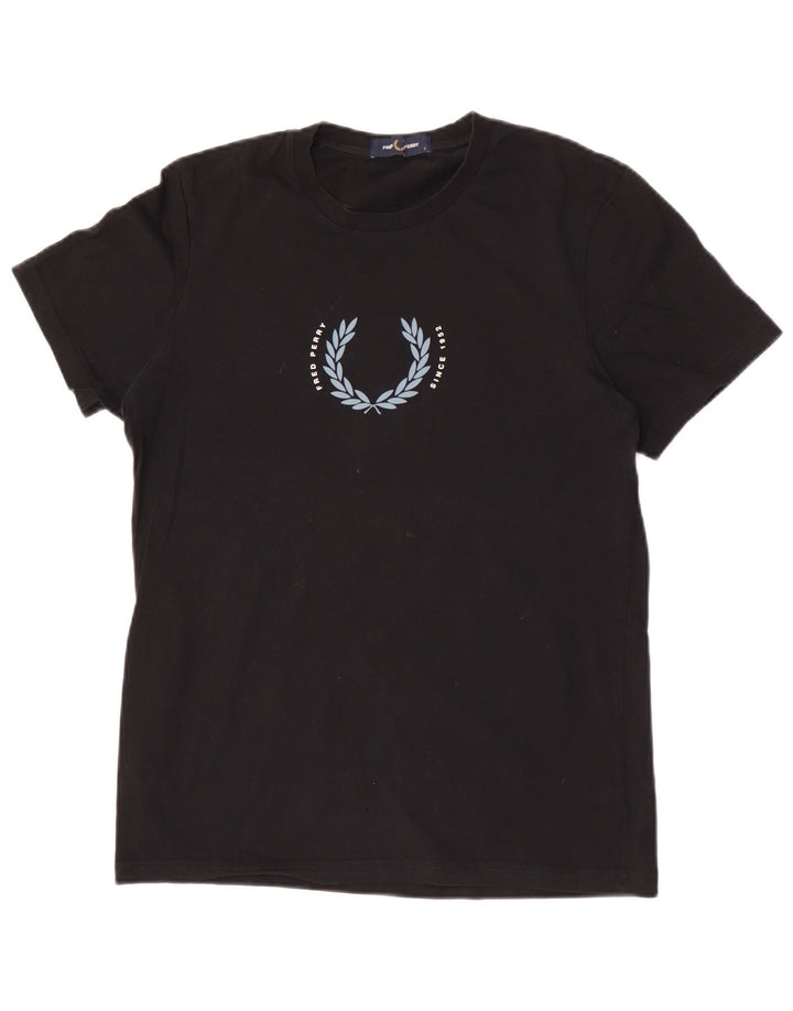 Fred Perry Mens Graphic T-Shirt Top Small Black Cotton