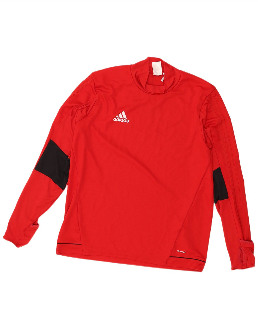 Adidas Uomo Climacool Top manica lunga grande rosso Colourblock poliestere