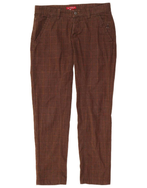 Pantaloni chino slim da uomo SIVIGLIA W33 L31 in cotone a quadri marroni