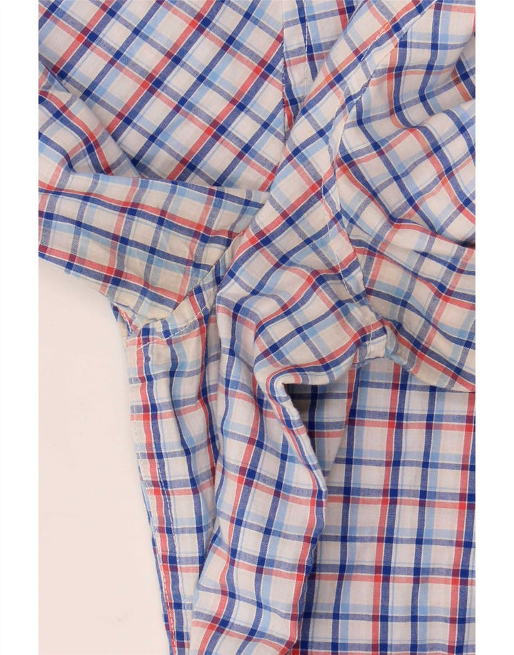 Chaps Mens Short Sleeve Shirt Large Blue Check Cotton