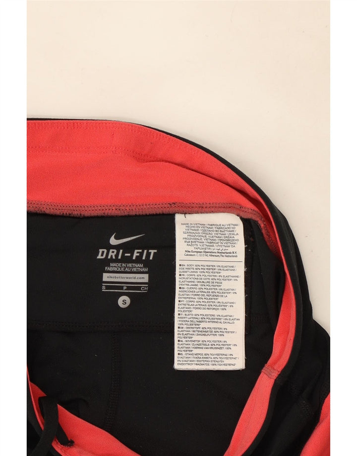 Nike Womens Dri Fit Leggings UK 8 Small  Black Colourblock Polyester