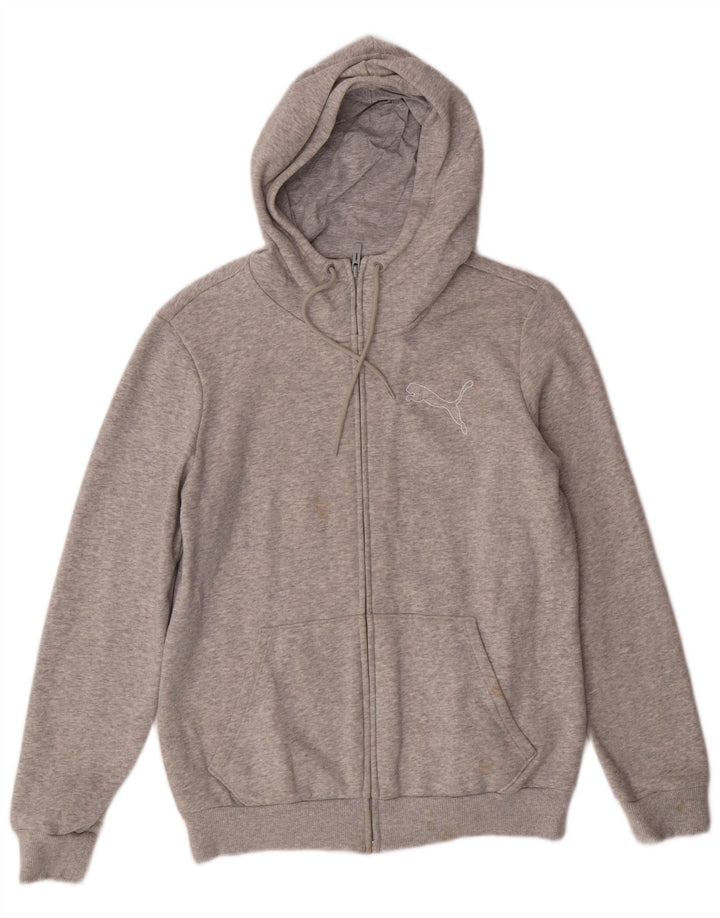PUMA Womens Zip Hoodie Sweater UK 14 Medium Grey Cotton