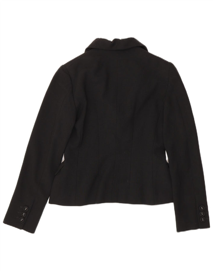 MOSCHINO Womens Crop 3 Button Blazer Jacket UK 10 Small Black Wool Classic