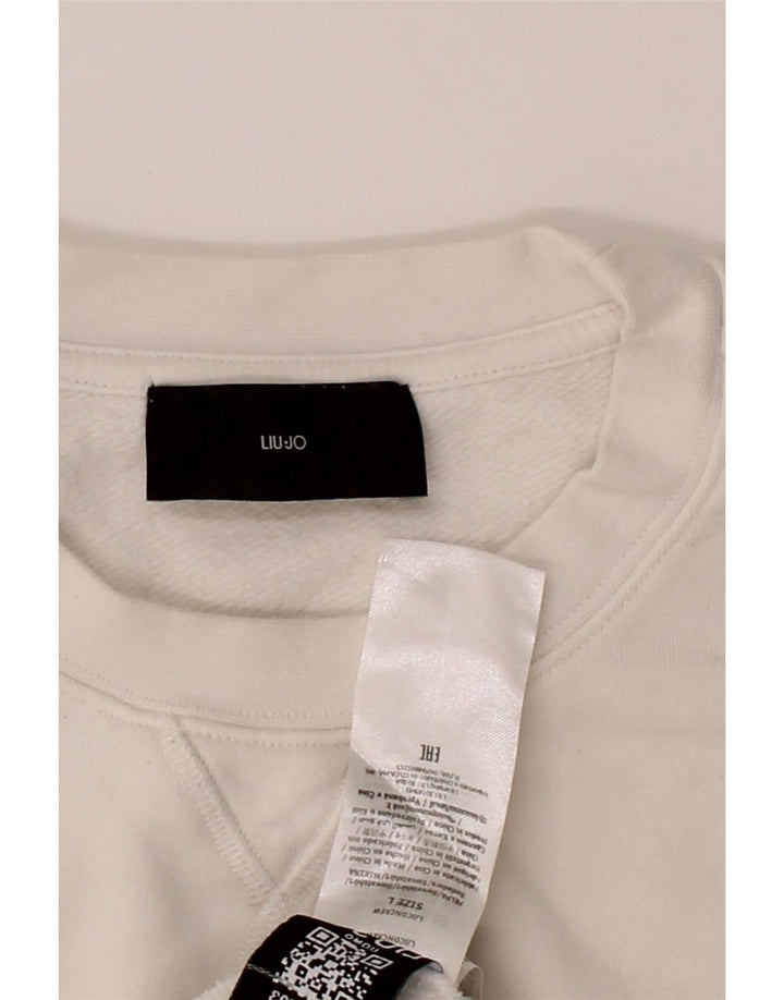 LIU JO Mens Sweatshirt Jumper Large White Cotton Vintage Liu Jo and Second-Hand Liu Jo from Messina Hembry 