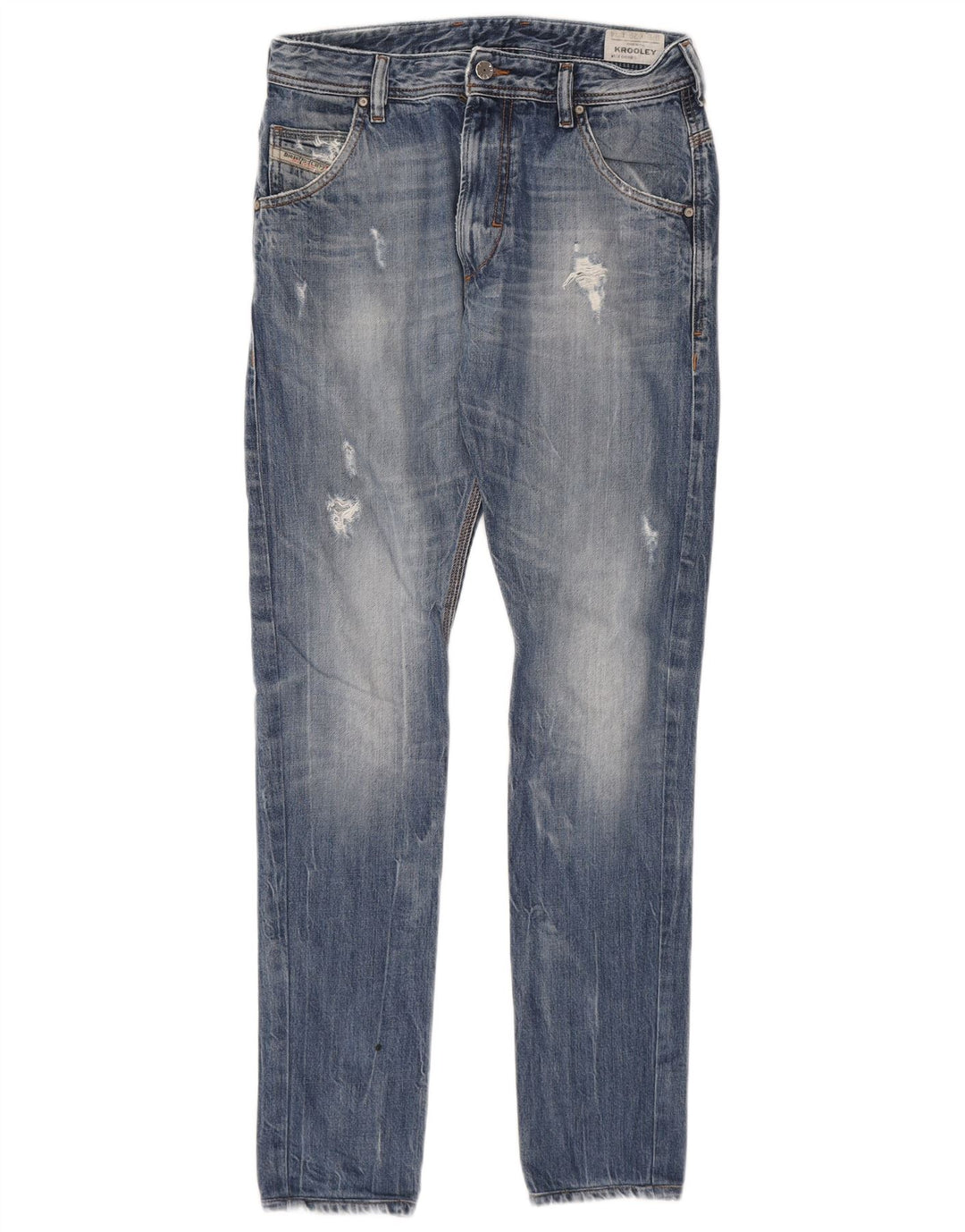 DIESEL Womens Krooley Distressed Slim Jeans W29 L34 Blue Cotton